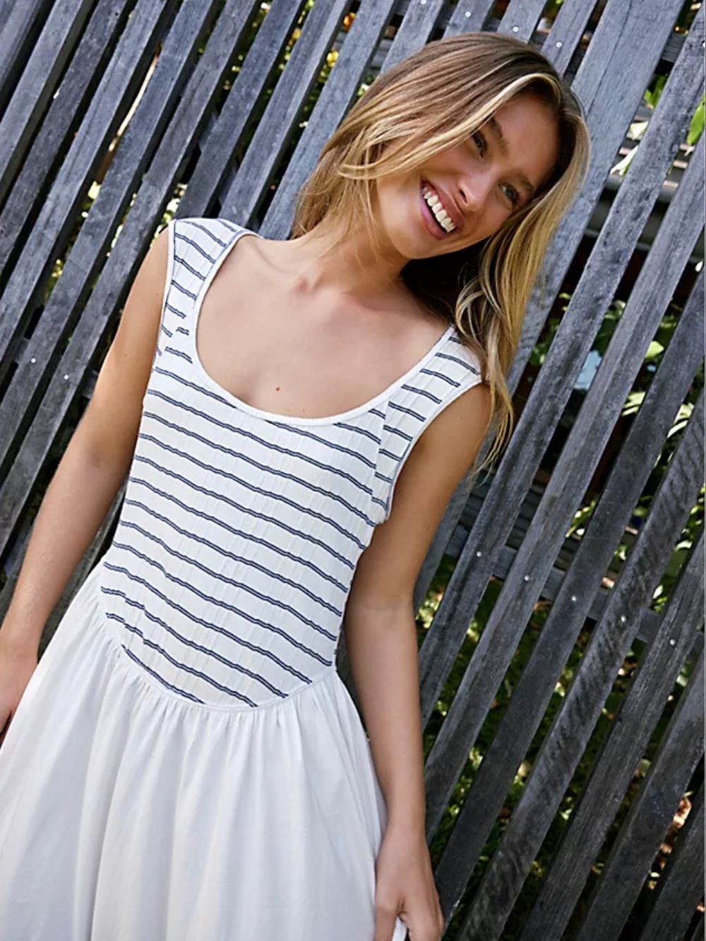 Free People Alana Open Back Striped Midi Dress Size Large